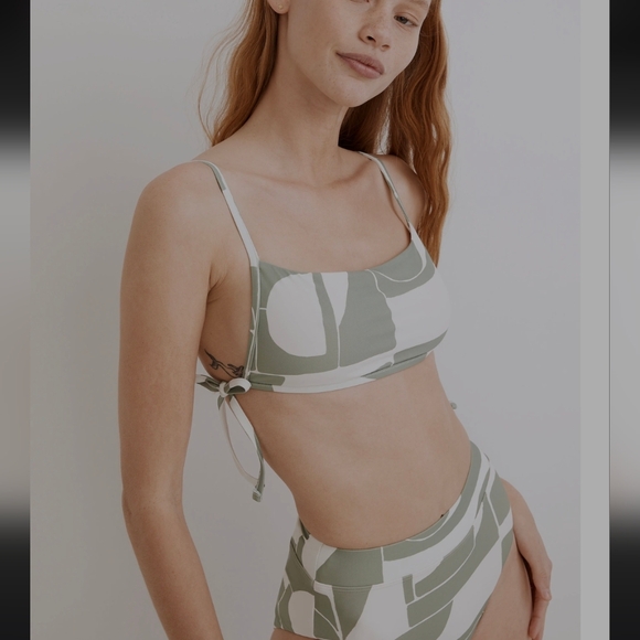 🌸NEW Madewell Green and Cream Swimwear - Picture 4 of 9